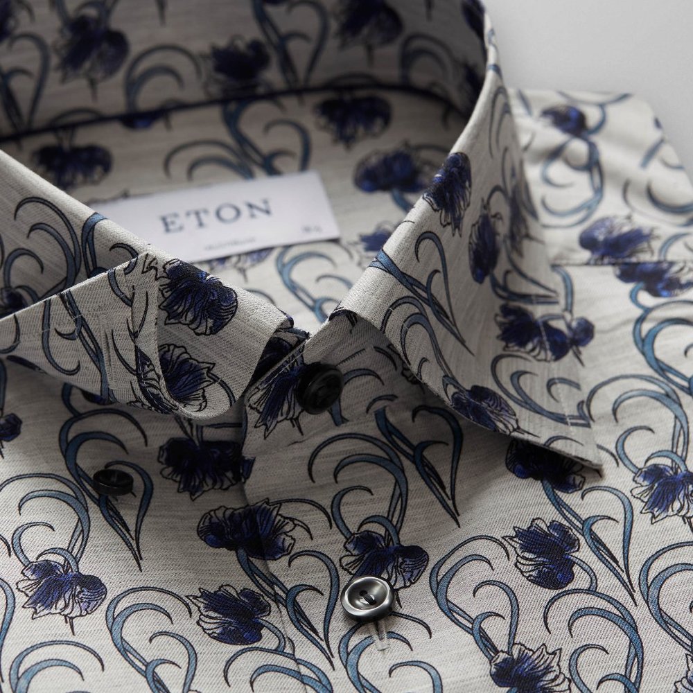 Eton Sweden luxury beautiful floral shirt 17.5/44, XL contemporary NWT$305 - Picture 1 of 8